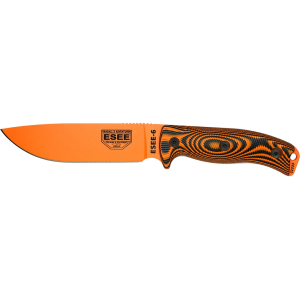 ESEE Knives ESEE-6 3D Fixed Blade Knife 6.5" Drop Point 1095 Orange Blade G-10 Handle Black/Orange - Esee Knives