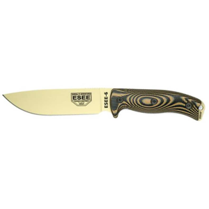 ESEE Knives ESEE-6 3D Fixed Blade Knife 6.5" Drop Point 1095 Desert Tan Blade G-10 Handle Black/Coyote - Esee Knives