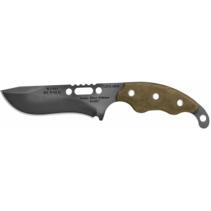 TOPS Knives Wind Runner SRE Fixed Blade Knife 3.5" Recurve 1095 Tungsten Blade Canvas Micarta Handle Green - Tops Knives