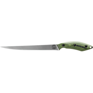 White River Knives Fillet Knife 8" Trailing Point CPM S35VN Stonewashed Blade G-10 Handle Green/Black - White River Knives