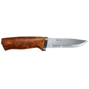 Helle Alden Fixed Blade Knife 4.13" Drop Point Sandvik 12C27 Satin Blade Birch Handle Brown - Helle