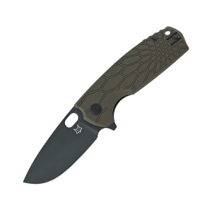 Fox Knives Core Pocket Knife 3.15" Drop Point N690 Black Blade Fiberglass Reinforced Nylon (FRN) Handle Olive Drab - Fox Knives