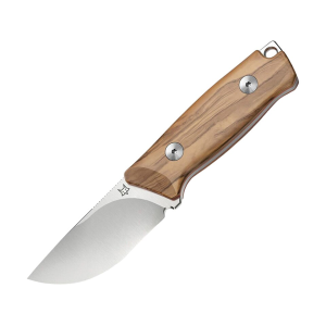 Fox Knives Rifle Muzzle Fixed Blade Knife 3.15" Drop Point BECUT Satin Blade Olive Wood Handle Wood - Fox Knives