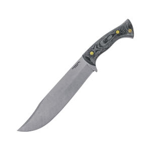 Condor Knives Plan A Knife Bowie Fixed Blade Knife 9" Clip Point 1075 Polished Blade Micarta Handle Gray - Condor Knives