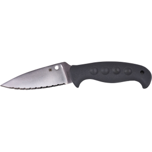 Spyderco Temperance Lightweight Sprint Run Fixed Blade Knife 5.46" Fully Serrated Drop Point CPM CruWear Satin Blade Fiberglass Reinforced Nylon (FRN) Handle Gray - Spyderco