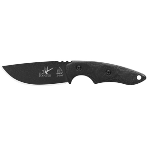 TOPS Knives 3 Pointer Fixed Blade Knife 3.13" Drop Point 1095 Black Traction Blade Canvas Micarta Handle Black - Tops Knives