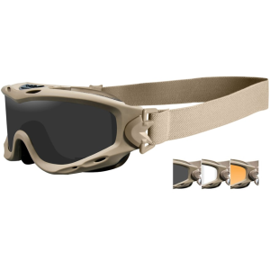Wiley X Spear Tactical Goggles Tan Frame/Smoke Gray, Clear, & Light Rust Lenses - Wiley X