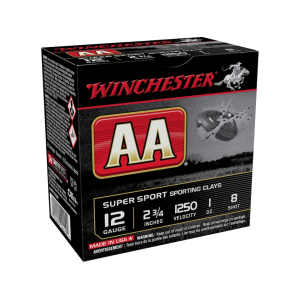 chester AA Super Sport Sporting Clays 12 Gauge 2-3/4 #8 Shot 1 Oz Case Of 250 (10 Boxes Of 25) Ammo