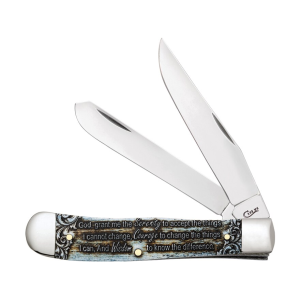 Case Trapper Serenity Prayer Pocket Knife 3.3" Clip/Spey Tru-Sharp Mirror Polished Blade Bone Handle Natural - Case