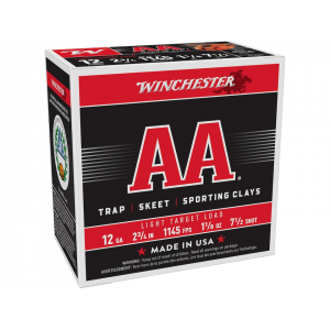 Winchester AA Light Target 12 Gauge Ammo 2-3/4" #7-1/2 Lead Shot 1-1/8 oz Case of 250 (10 Boxes of 25) - Winchester