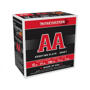 Winchester AA Super Sport Sporting Clays 12 Gauge Ammo 2-3/4" #9 Lead Shot 1-1/8 oz Case of 250 (10 Boxes of 25) - Winchester