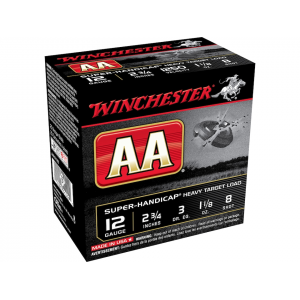 Winchester AA Super-Handicap Heavy Target 12 Gauge Ammo 2-3/4" #8 Lead Shot 1-1/8 oz Case of 250 (10 Boxes of 25) - Winchester