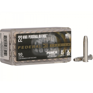 FEDERAL Premium Personal Defense Punch 22 Winchester Magnum Rimfire (wmr) Ammo 45 Grain Jacketed Hollow Point Case Of 3000 (60 Boxes Of 50)