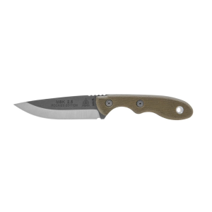 TOPS Knives Mini Scandi Rockies Edition Fixed Blade Knife 3" Drop Point 1095 Tumble Blade Canvas Micarta Handle Green - Tops Knives
