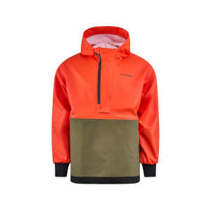 Grundens Men's Neptune Armored Anorak Rain Jacket Orange/Olive Medium - Grundens