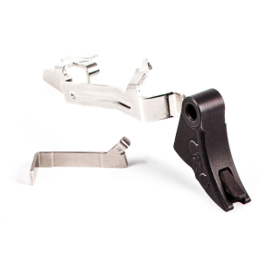 ZEV Technologies PRO Trigger with Trigger Bar Curved Face for Glock 17, 19, 19X, 26, 34 Gen 5 Aluminum Black Pad, Black Safety