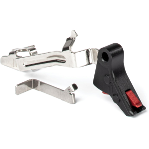 ZEV Technologies PRO Trigger with Trigger Bar Flat Faced for Glock 17, 19, 22, 23, 24, 26, 27, 31, 32, 33, 34, 35, 37, 38, 39 Gen 1, 2, 3, 4 Aluminum Black Pad, Red Safety