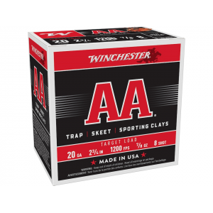 chester AA Target 20 Gauge 2-3/4 #8 Lead Shot 7/8 Oz Case Of 250 (10 Boxes Of 25) Ammo