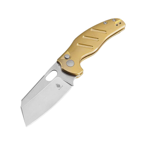 Kizer C01C Pocket Knife 3.29" Sheepsfoot CPM-3V Satin Blade Brass Handle - Kizer
