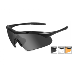 Wiley X WX Vapor Shooting Glasses Matte Black Frame Smoke Gray, Clear, and Light Rust Lens - Wiley X