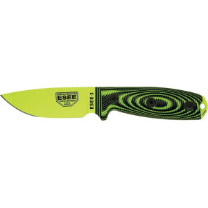 ESEE Knives ESEE-3 3D Fixed Blade Knife 3.38" Drop Point 1095 Venom Green Blade G-10 Handle Venom Green - Esee Knives
