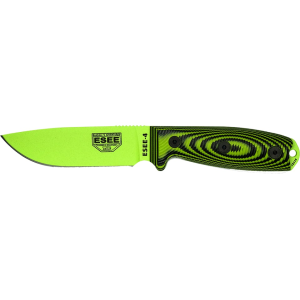 ESEE Knives ESEE-4 3D Fixed Blade Knife 4.1" Drop Point 1095 Venom Green Blade G-10 Handle Venom Green - Esee Knives