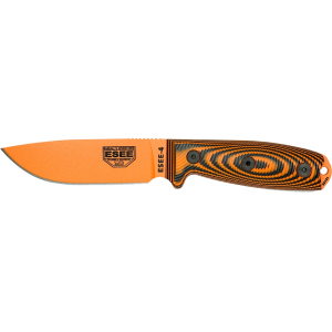 ESEE Knives ESEE-4 3D Fixed Blade Knife 4.1" Drop Point 1095 Orange Blade G-10 Handle Black/Orange - Esee Knives
