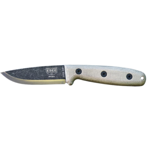 ESEE Knives Camp Lore Bolieu Fixed Blade Knife 3.5" Drop Point 1095 Black Oxide Blade Micarta Handle Linen Micarta - Esee Knives