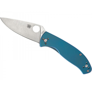 Spyderco Tenacious Pocket Knife 3.35" Drop Point 8Cr13MoV Satin Blade Titanium Handle Blue - Spyderco