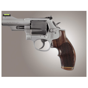 Hogue Fancy Hardwood Grips with Accent Stripe and Top Finger Groove for S&W K, L-Frame Round Butt Checkered Rosewood - Hogue