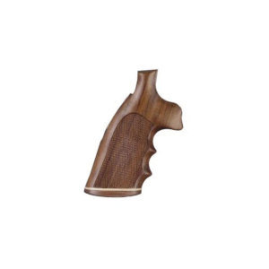 Hogue Fancy Hardwood Conversion Grips with Accent Stripe, Finger Grooves and Contrasting Butt Cap for S&W K, L-Frame Round to Square Butt Checkered Rosewood - Hogue