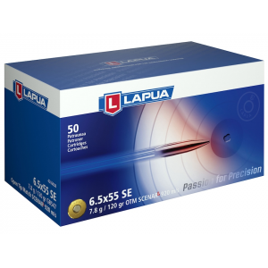 ua 6.5x55mm Swedish Mauser 120 Grain Lapua Scenar-L Jacketed Hollow Point High Velocity Box Of 50 Ammo