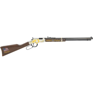 Henry Golden Boy Military Service Lever Action Rifle 22 Long Rifle 20" Blued Barrel Nickel Frame Walnut Straight Grip Stock