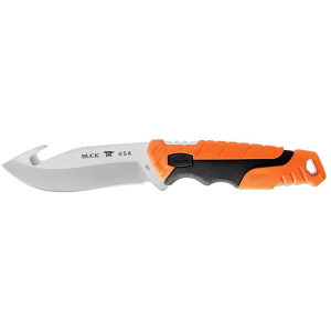 Buck Knives 657 Pursuit Pro Large Fixed Blade Knife 4.5" Drop Point with Gut Hook CPM S35VN Stainless Blade Glass Filled Nylon/Versaflex Handle Orange - Buck Knives