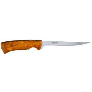 Helle Steinbit Fixed Blade Knife 6.02" Fillet Sandvik 12C27 Satin Blade Birch Handle Brown - Helle