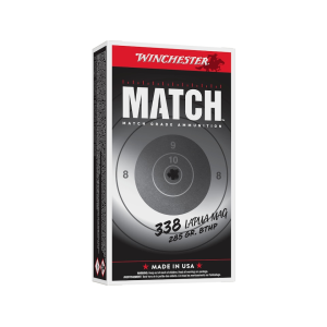 Winchester Match 338 Lapua Magnum Ammo 285 Grain Hollow Point Boat Tail Box of 20 - Winchester