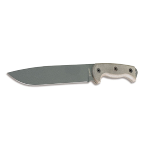 Ontario RTAK II Fixed Blade Knife 10" Drop Point 5160 Carbon Steel Powder Coated Blade Canvas Micarta Handle Gray - Ontario