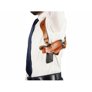DeSantis Gunhide C.E.O. Shoulder Holster Right Hand Glock 17, 19, 19X, 22, 23, 26, 27, 31, 32, 33, 38, 45, 47 Leather Tan - Desantis Gunhide