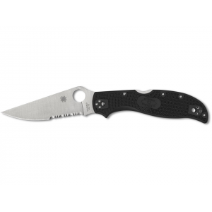 Spyderco Stretch 2 XL Pocket Knife 3.92" Partially Serrated Drop Point VG-10 Satin Blade Fiberglass Reinforced Nylon (FRN) Handle Black - Spyderco