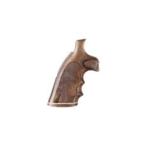 Hogue Fancy Hardwood Conversion Grips with Accent Stripe, Finger Grooves and Contrasting Butt Cap for S&W K, L-Frame Round to Square Butt Checkered Pau Ferro - Hogue
