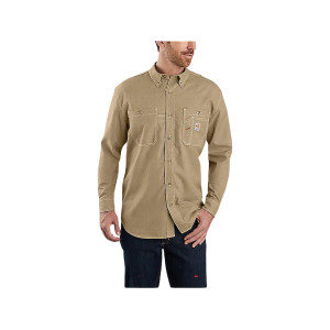 Carhartt Men's FR Force Loose Fit Lightweight Long Sleeve Shirt Dark Khaki Large