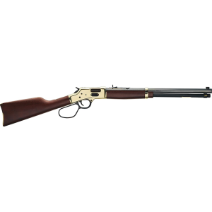 Henry Big Boy Brass Lever Action Rifle 357 Magnum 20" Blued Barrel Brass Frame Walnut Straight Grip Stock Large Loop