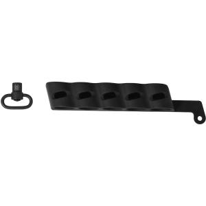 GG&G Side Saddle Shotgun Shell Holder Mossberg 590 Shockwave 12 Gauge 5-Round  with Quick Detach Sling Swivel Aluminum Black - Gg&G