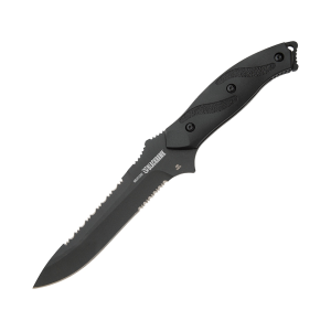 BLACKHAWK! BH15NE10BK Fixed Blade Knife 5.875" Spine Serrated Drop Point D2 Black Blade Zytel Handle Black - Blackhawk!