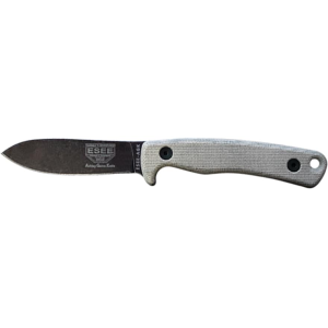 ESEE Knives Ashley Emerson Game Knife (AGK) Fixed Blade Knife 3.5" Drop Point 1095 Stonewashed Black Oxide Blade Canvas Micarta Handle Tan - Esee Knives
