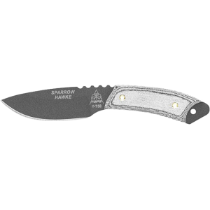 TOPS Knives Sparrow Hawke Fixed Blade Knife 2" Drop Point 1095 Tactical Gray Blade Linen Micarta Handle Gray - Tops Knives