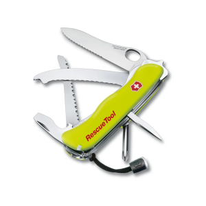 Victorinox Swiss Army Rescue Tool Pocket Knife Drop Point Stainless Steel Polished Blade Polyamide Handle Yellow - Victorinox Swiss Army