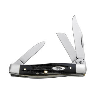 Case Buffalo Horn Medium Stockman Pocket Knife 2.625" Clip Point Stainless Steel Satin Blade Jigged Buffalo Horn Handle Gray - Case