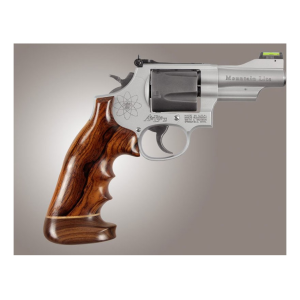 Hogue Fancy Hardwood Conversion Grips with Accent Stripe, Finger Grooves and Contrasting Butt Cap S&W K, L-Frame Round to Square Butt Oversize Cocobolo - Hogue