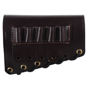 Galco Butt Cuff Stock Rifle Ammo Holder Right Hand 30-06 5-Round Leather Dark Havana - Galco